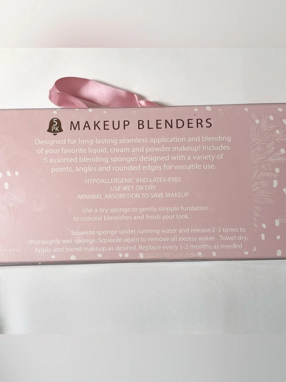 New Set of 5 Makeup Blender Sponges Hypoallergenic Latex Free Shades of Pink
